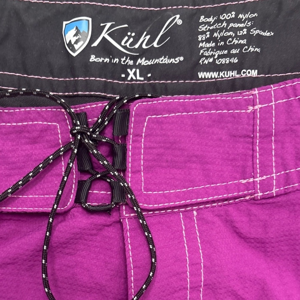 Kuhl Board Shorts Mens XL Purple Black Colorblock Lace‎ Up Hiking Swim Trunks - Picture 3 of 7